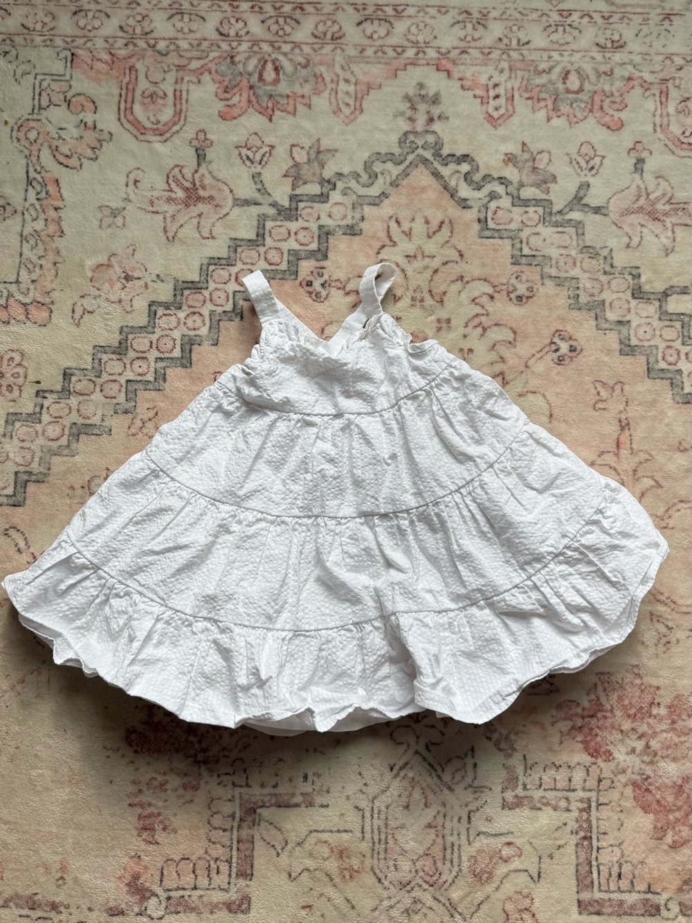 Janie and Jack Baby Seersucker White Tiered Dress 6-12m